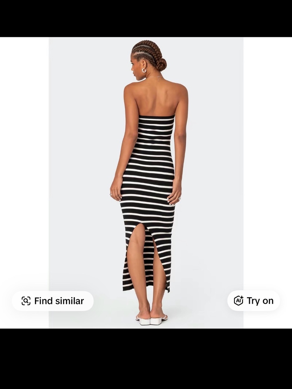 Strapless Black & White Striped Maxi Dress